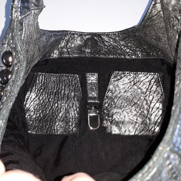 *Treesje black/silver leather metal accented shoulder bag - Picture 9 of 9